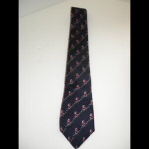 Horchow Collection Mens Dark Blue All Silk Necktie Neck Tie with Skiers